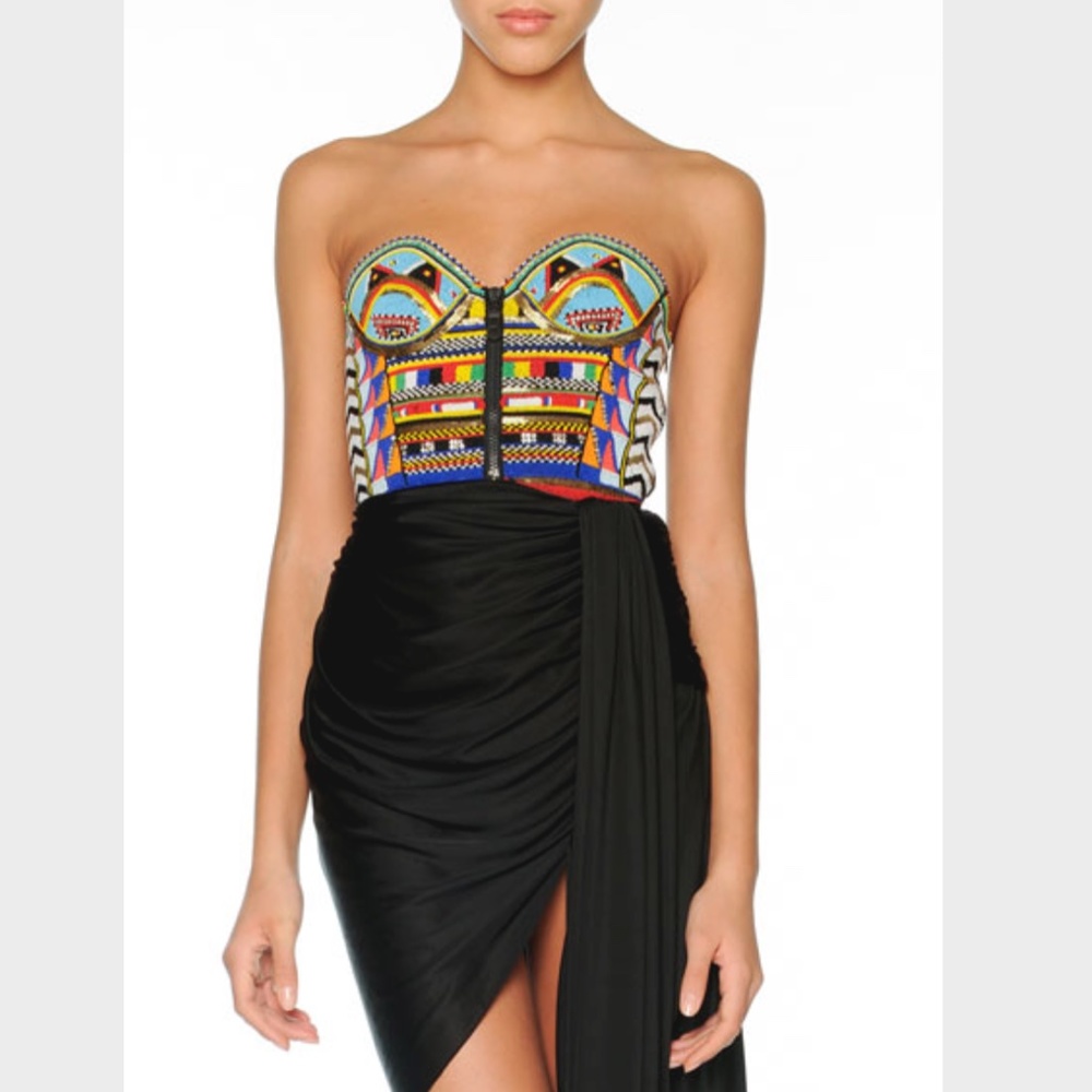 NEW! RARE Emilio Pucci Tribal Beaded Bustier Dress